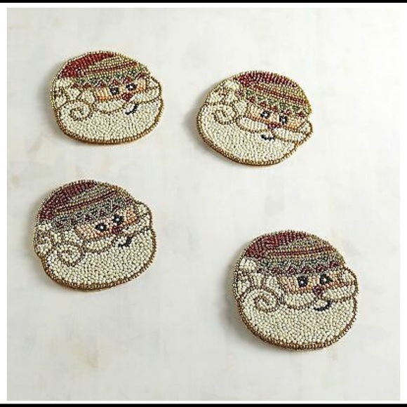 NIP Pier 1 Sant Face Beaded Coasters Made in India - Picture 8 of 9